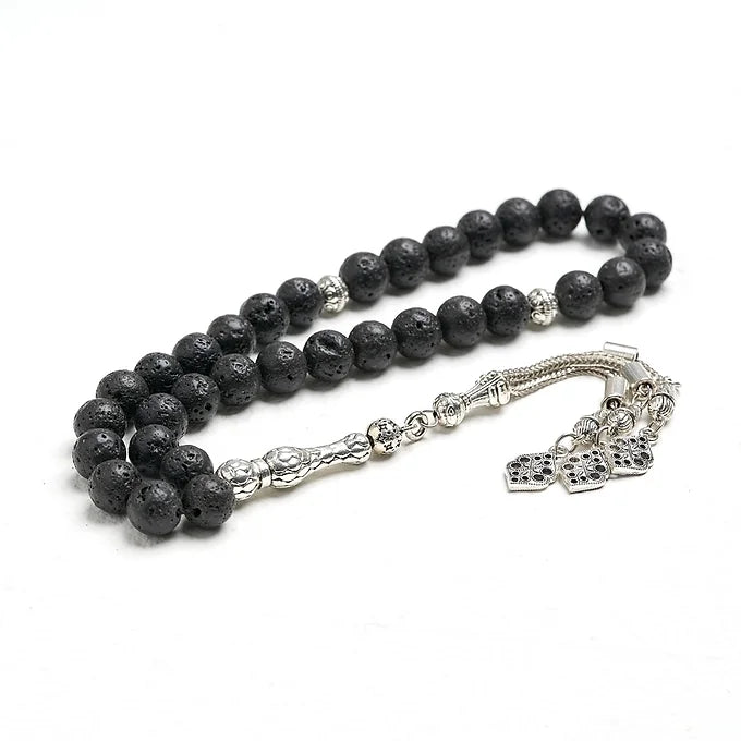 Silver Volcanic Stone Tasbih