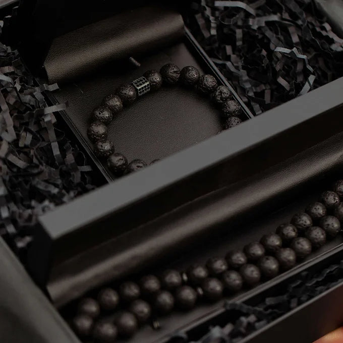 Black Volcanic Stone Tasbih & Warrior Bracelet