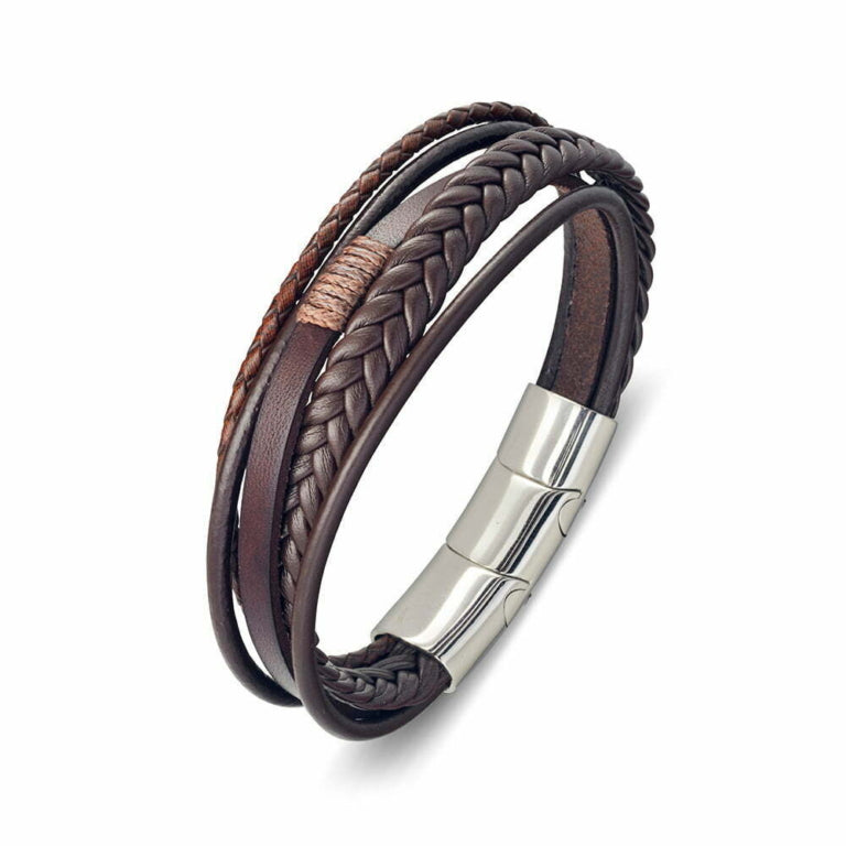 Multi Brown Leather Bangle