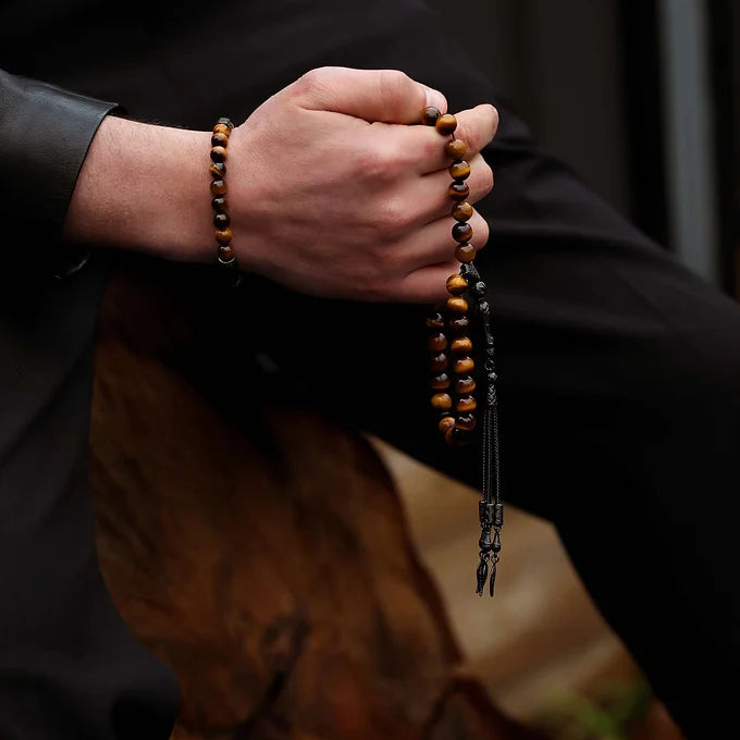 Black Tiger Eye Tasbih Bracelet Set